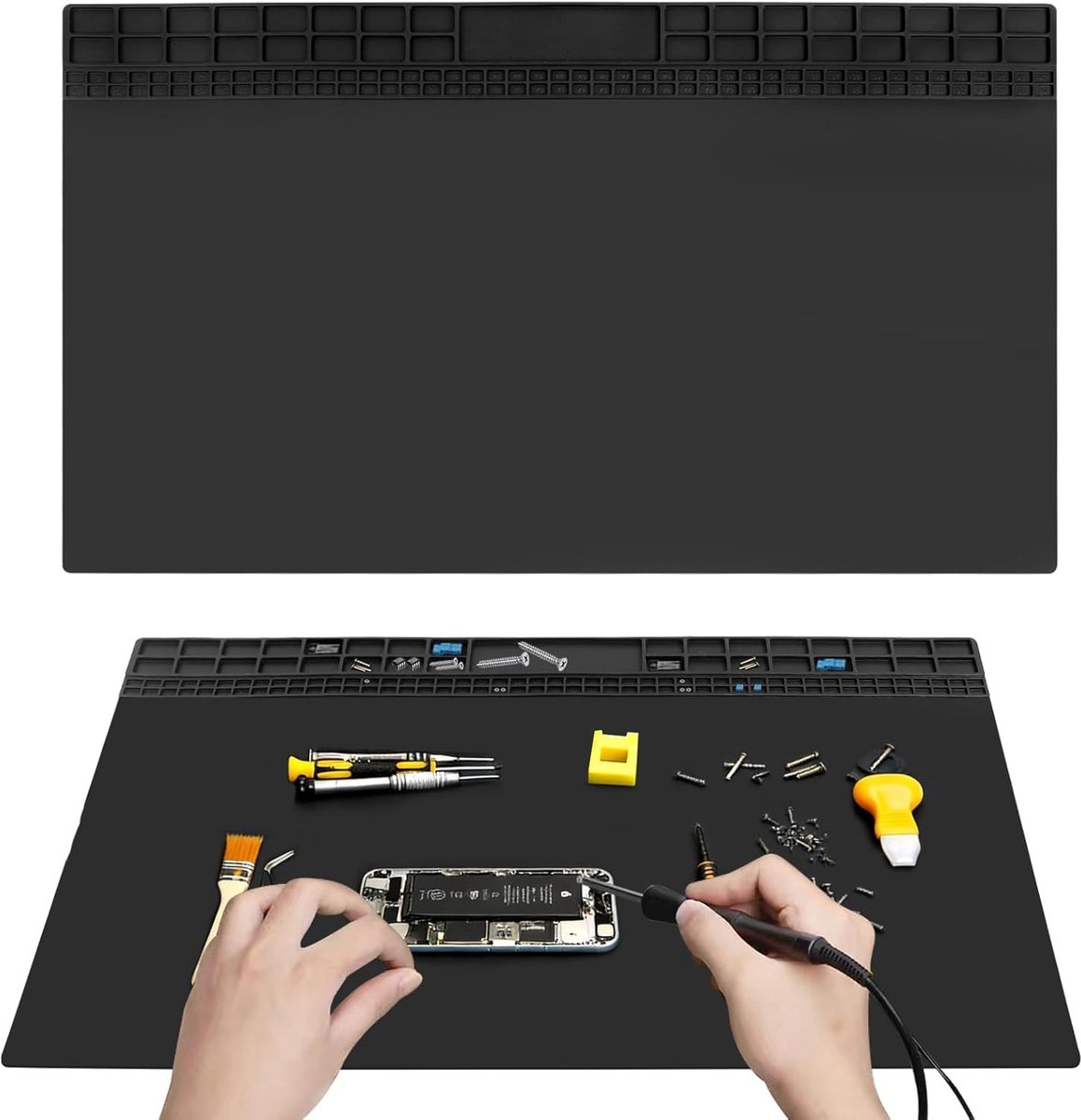 Soldeermat, siliconen soldeeronderlegger, extra groot, 70 x 40 cm, tot 500 °C, antistatische reparatiemat, multifunctioneel werk, soldeerplatformonderlegger, voor soldeerwerkzaamheden