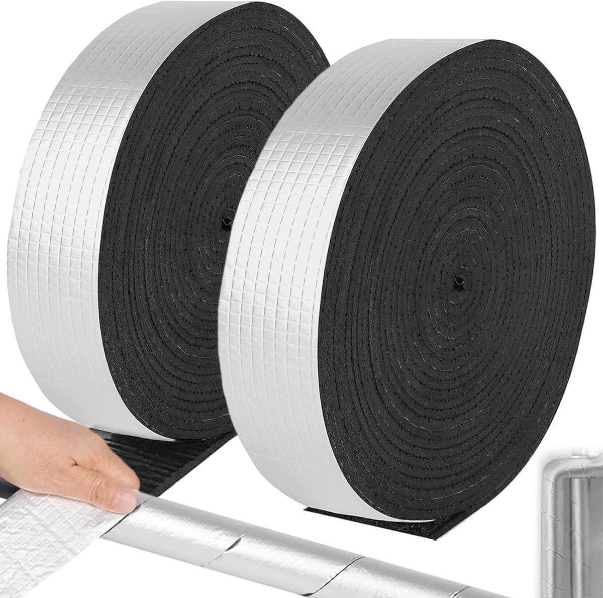 2 rollen zelfklevende schuimtape, 5 mm x 5 cm x 10 m buisisolatie schuimbuis weerstrip, folie buis wrap weerstrippen hoge dichtheid weerstrip afdichting voor deurraam geluidsisolatie winter bevriezen