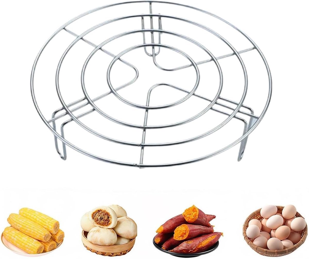 Roestvrijstalen stoomrek - Stoomrek voor snelkookpannen, ovens en airfryers – Geschikt voor keukens, woningen, appartementen - 18*4cm