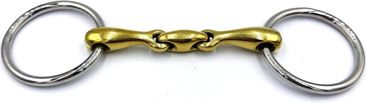 Gebit, watertris, dubbel gebroken van koper en roestvrij staal, ringdiameter 60 mm, bitdikte 14 mm (14,5 cm)