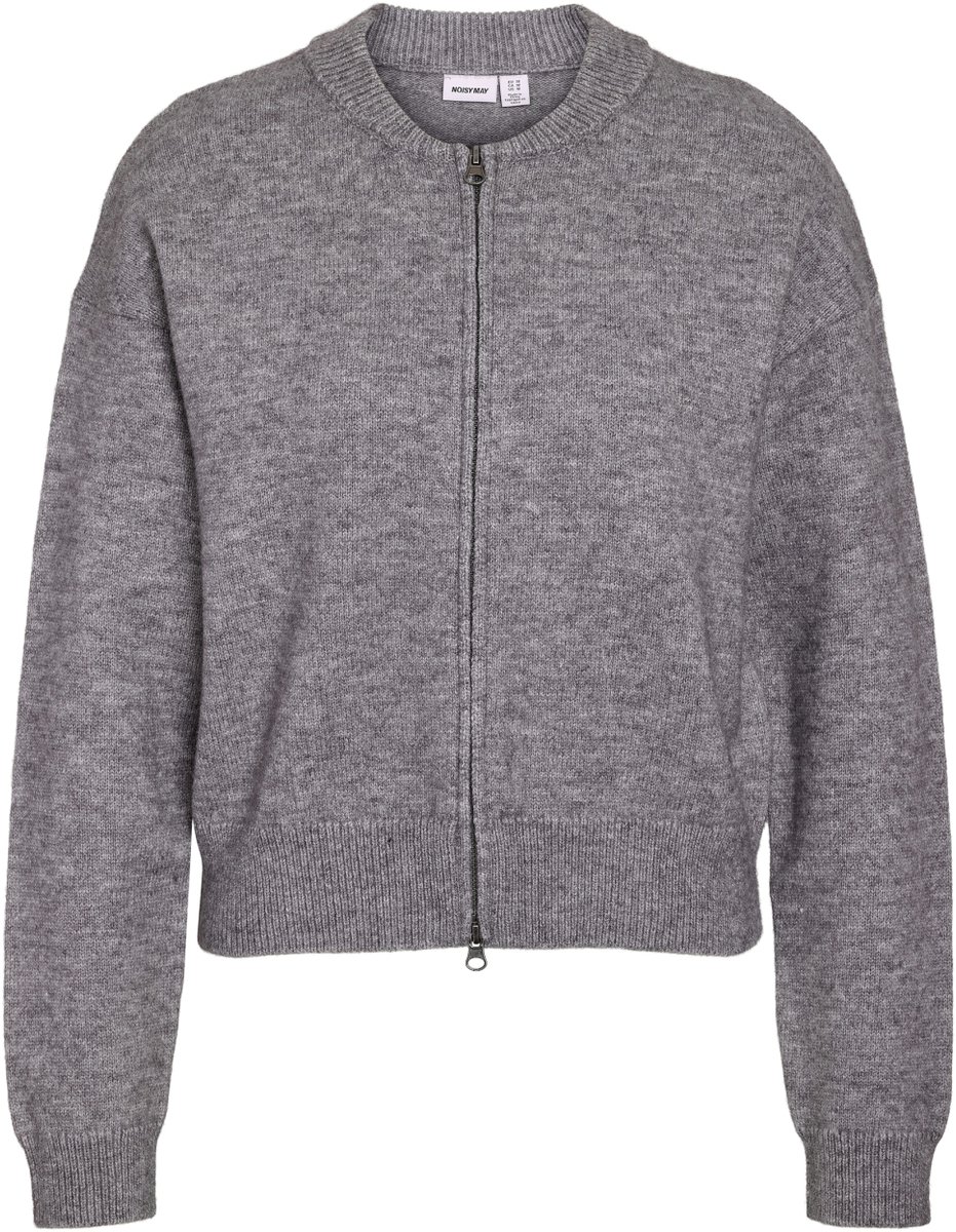 Noisy may Jas Nmharlow L/s Zip Knit Jacket 27038441 Medium Grey Melange Dames Maat - M