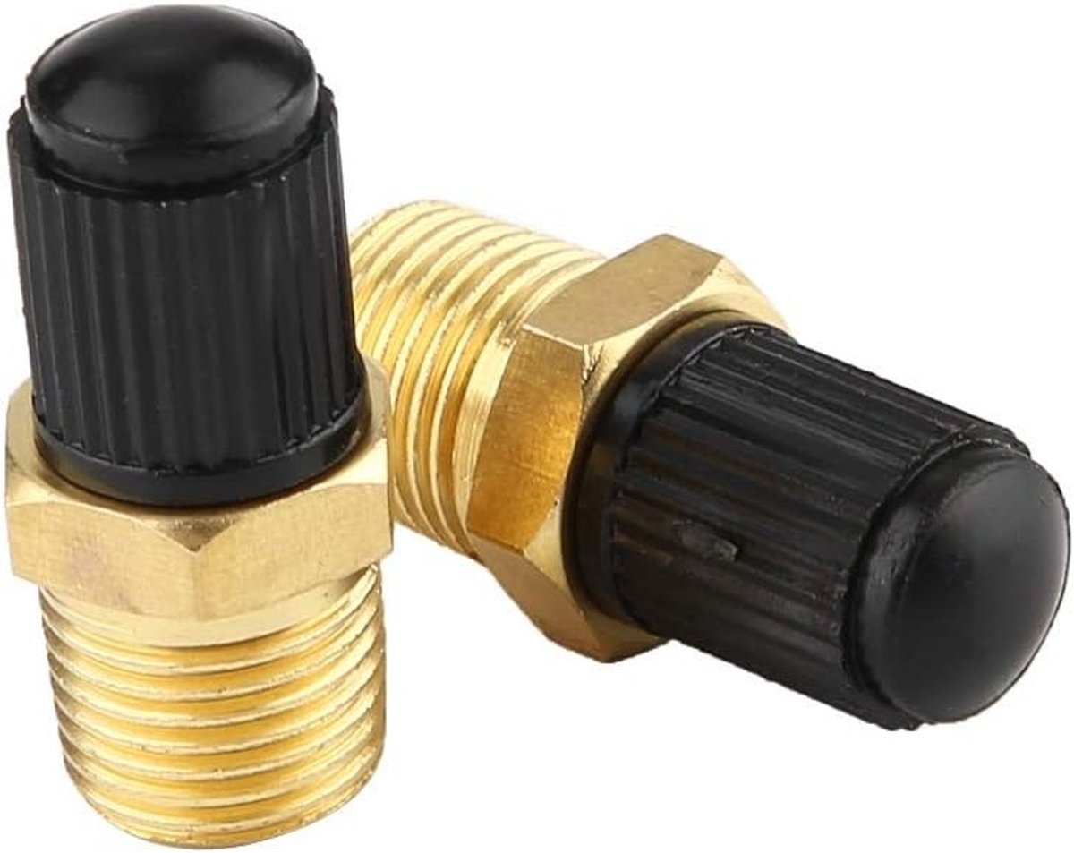 Schrader Ventiel 2 Stuks, 1/8 NPT MPT Messing Luchtcompressor Tank Vulventiel voor Efficiënte Luchttoevoer
