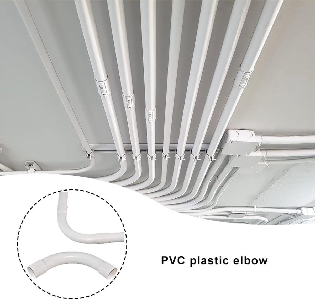 Hoekbuizen en Pijbochten M20, 90° Bochten voor Elektrische Buizen, DIY Projecten, 8 Stuks voor Plafondmontage en Kabelbeheer