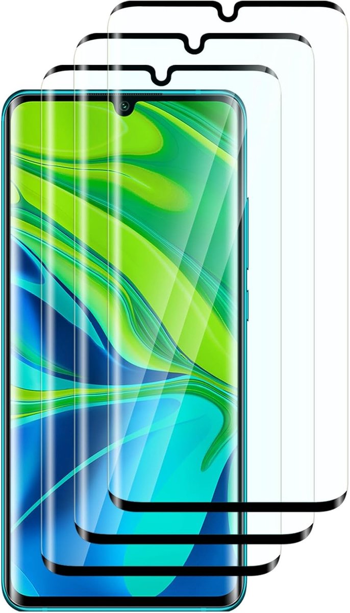[3 stuks]gehard glas beschermfolie voor Xiaomi Mi Note 10/Note 10 PRO/Note 10 Lite, 3D-volle dekking,9H hardheid,krasbestendig,zonder luchtbellen,HD Display Protection