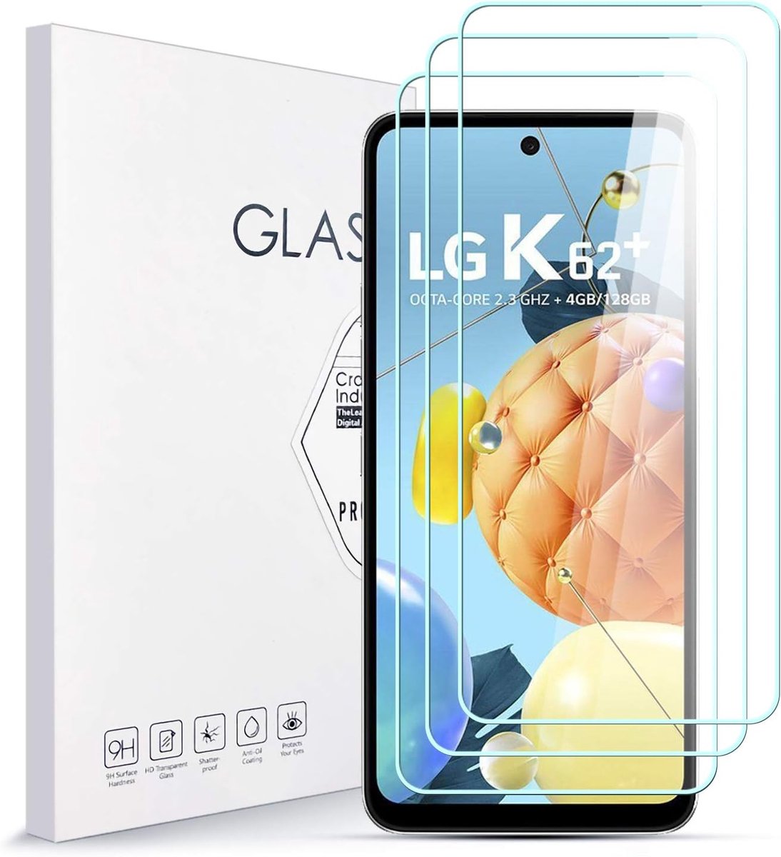 Beschermfolie voor LG K62+ / LG K62 Plus, 9H hardheidsglas super duurzaam, anti-olie, beschermende folie displaybescherming displaybescherming voor LG K62 / LG K62 Plus 3 stuks
