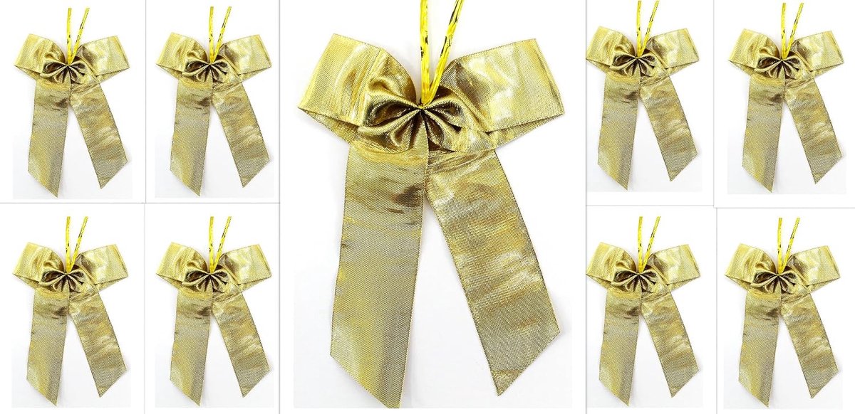 Strikken 14 x 16 cm met extra lange bevestigingsclip 10 cm lint geschenkstrik kerstboom strik Kerstmis goud