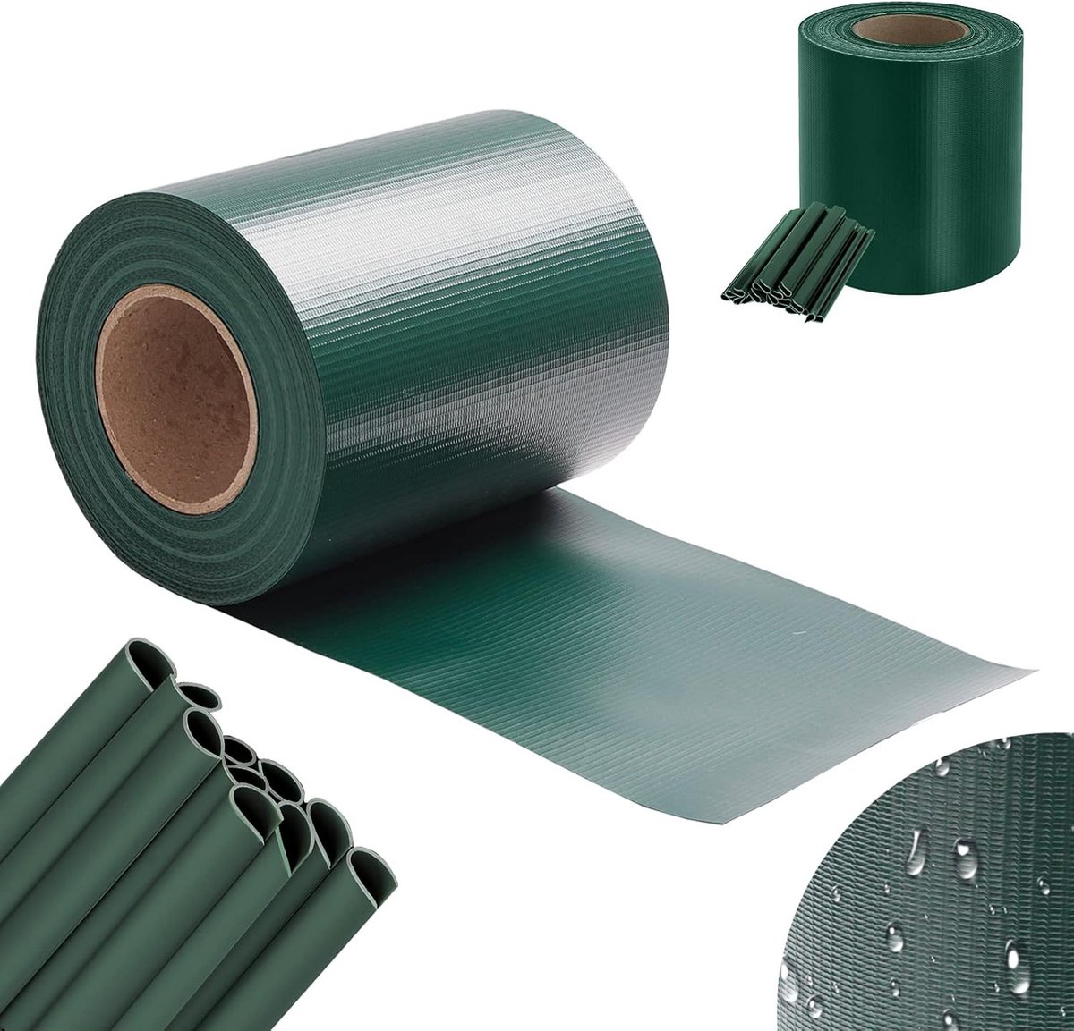 Stroken voor tuinhek, 200 m x 19 cm, pvc, inclusief 180 clips, weerbestendig, 450 g/m², balkon, dubbelstaafmat hekwerk, groen