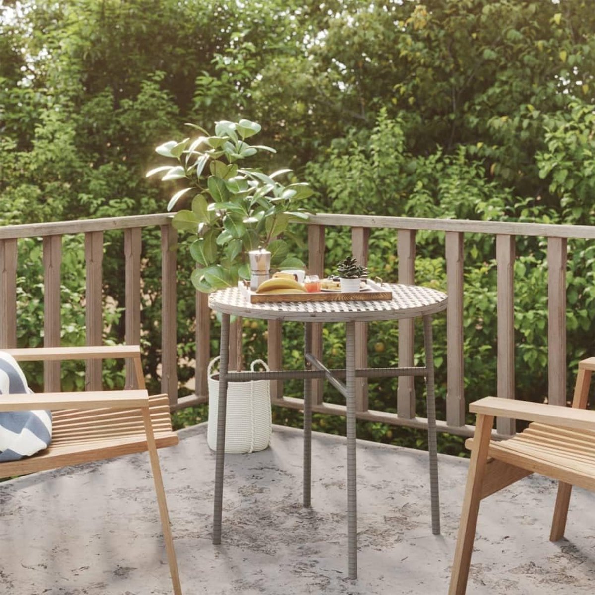 Grijs, 45 cm polyrotan, tuinlounge-tafel, balkon, eettafel, patiotafel, buitentafel voor tuinen, terrassen, balkons