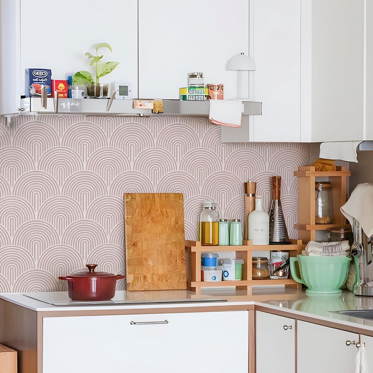 Roze Zelfklevende Vinyl Vloer Muur Tegelstickers, 10 Stuks 15cm/6inch Peel and Stick Tegels Transfer Vinyl Vloerbedekking Waterdicht Spatscherm voor Keuken Badkamer