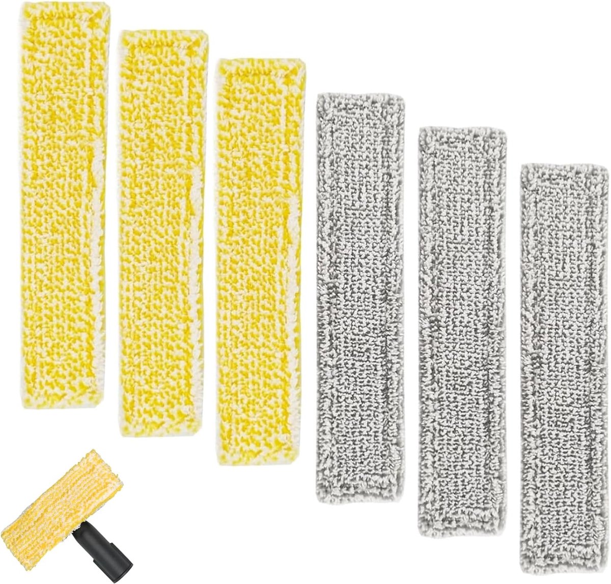Reservepads voor Kärcher raamstofzuiger, 6 stuks microvezel wisserhoes, compatibel met Kärcher WV2 WV5 WV6, wasbare wisserhoezen, accessoires (geel en grijs)