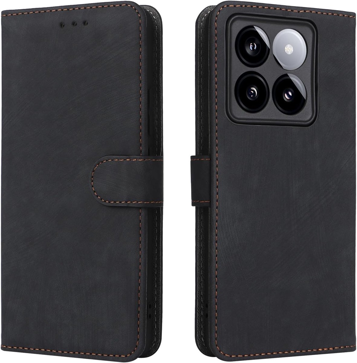 Hoesje voor Xiaomi 14T Pro, flip-telefoonhoesje met RFID-blokkering, magnetische sluiting, schokbestendige mobiele telefoonhoesje -zwart