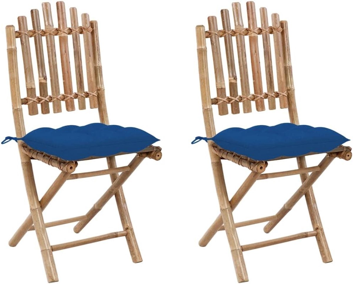 Tuinstoelen, 2 stuks, met kussen, bamboe, zitgroep, vrijetijdsstoelen voor terras, tuin, outdoor, relaxen
