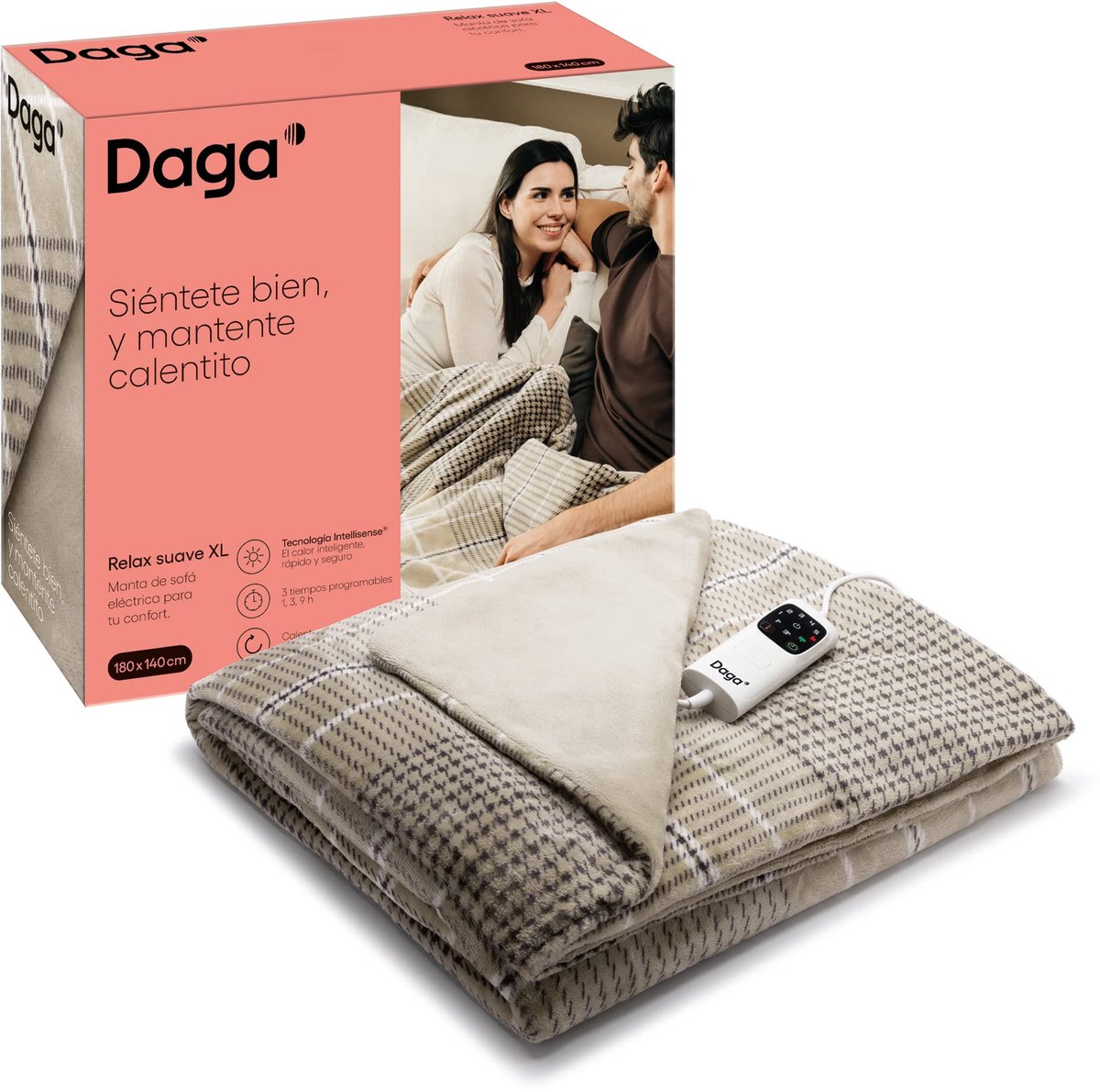 Elektrische Deken – Zachte Fluwelen Plaid – 6 Warmtestanden – Met Timer – XL 140 x 180 cm – Beige