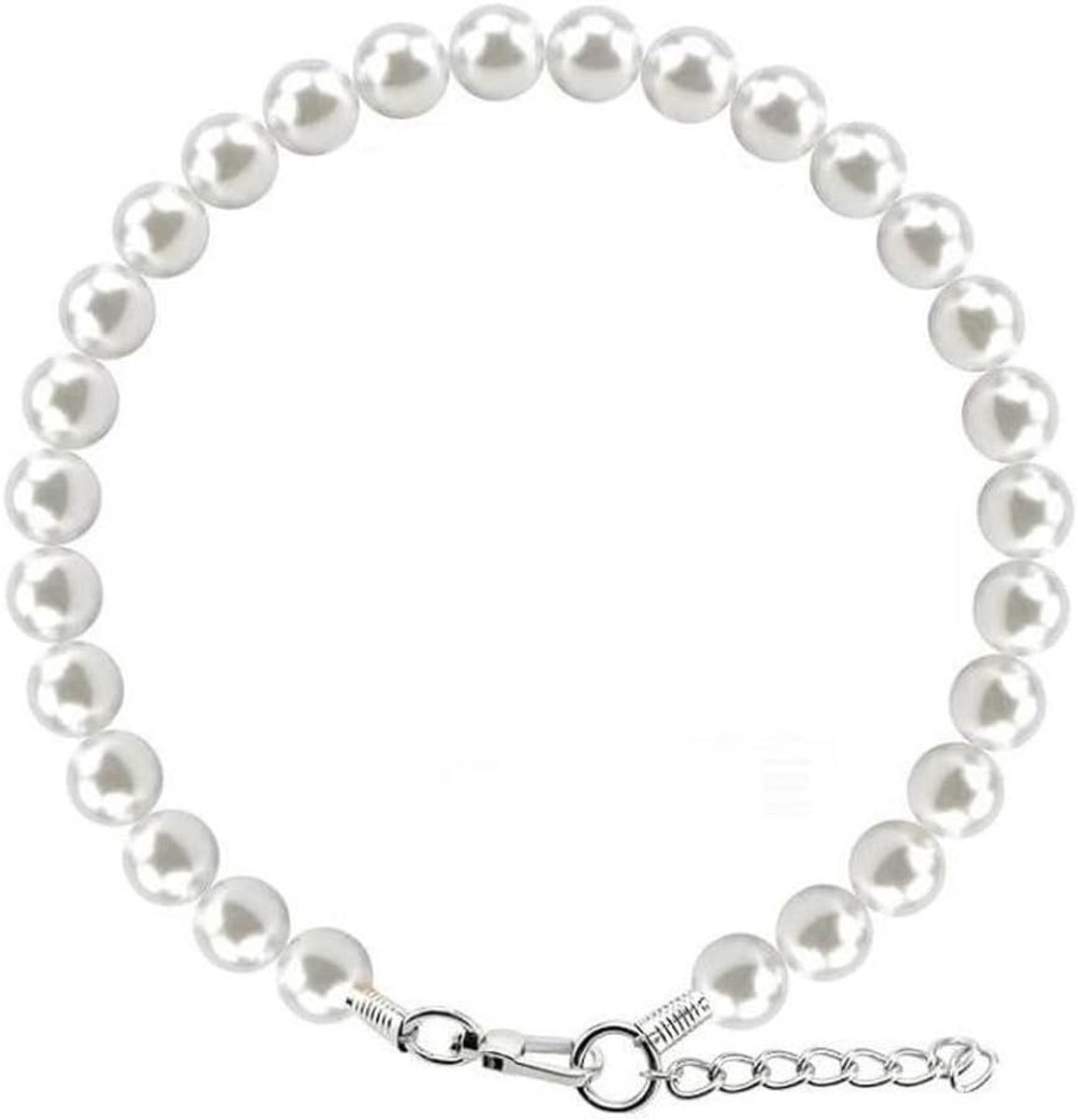 Ketting van parels voor honden, schattige modieuze kattenkraag, elegante verstelbare parelkraag, sieradenaccessoires voor katten en honden, wit, S