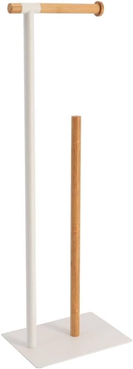 Afroller met metalen reserve, wit en bamboe – wit