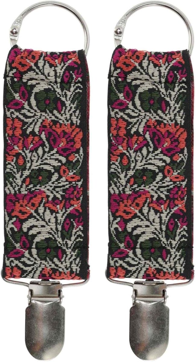Hoed-beha met bloemenprint, geborduurd, hoedclip voor reizen, accessoires voor tassen, rugzakken, portemonnees, bagage, outdoor, kleurrijk, 2 stuks