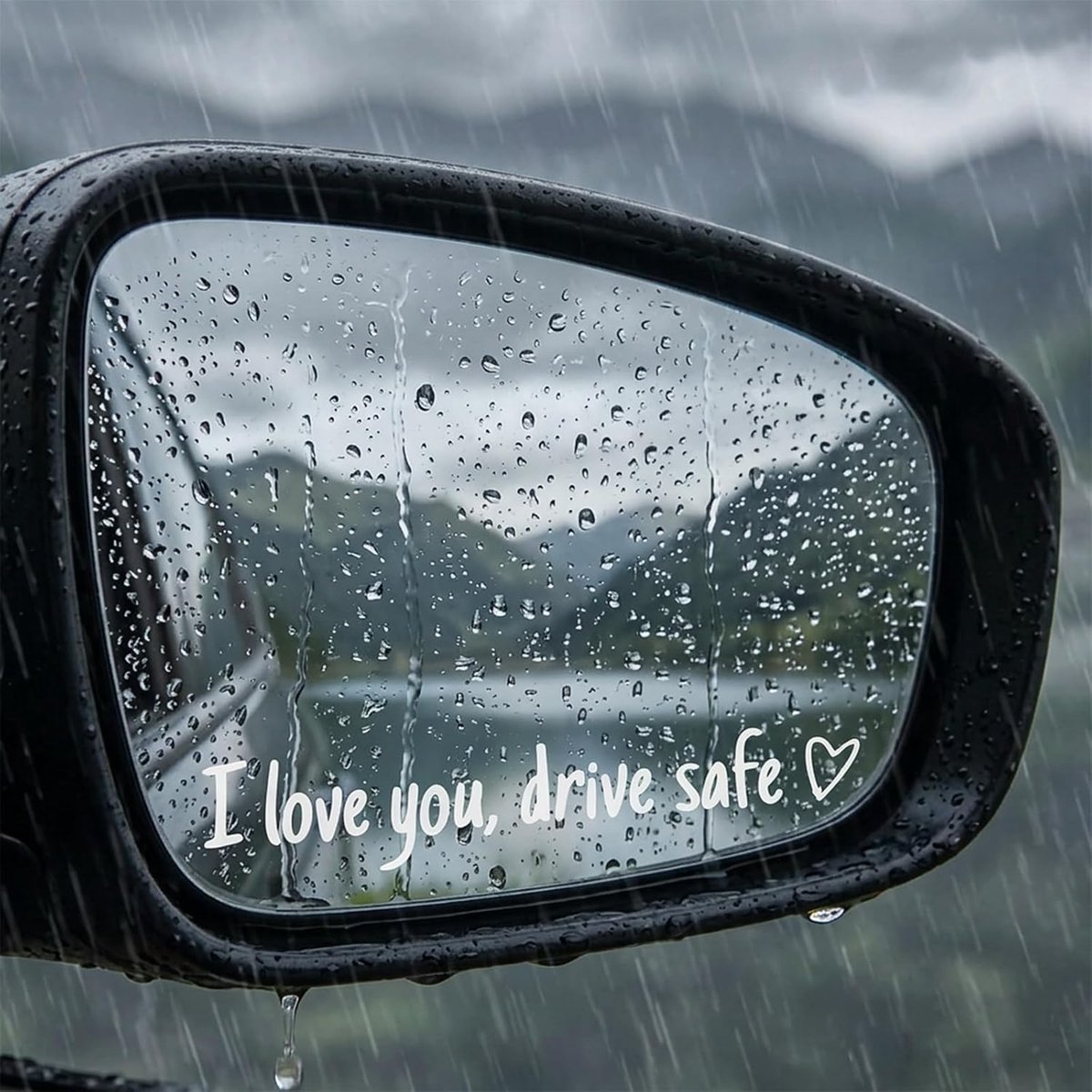 6 stuks I Love You Drive Safe stickers, autostickers, wit