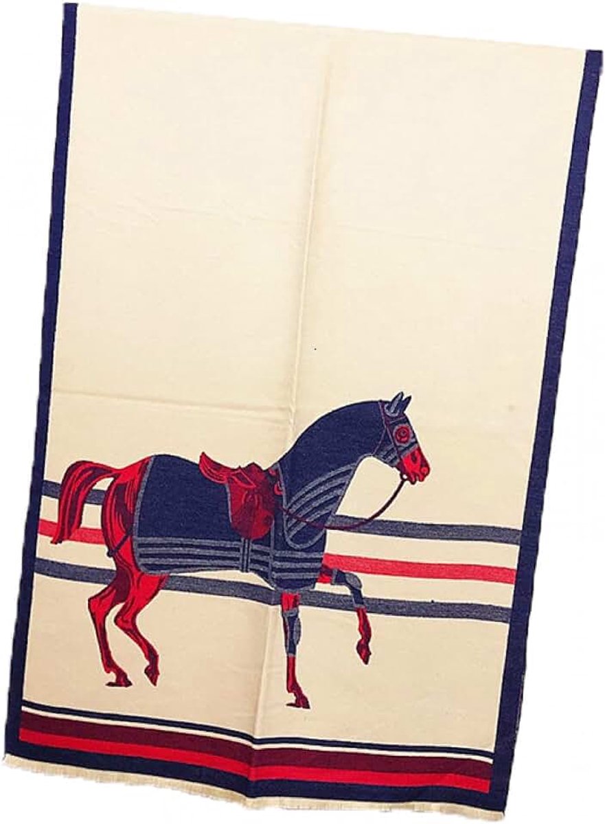 Auto sjaal paard stijl sjaal grote imitatie kasjmier sjaal om warm te houden - kaki blauw, 185 x 65 cm