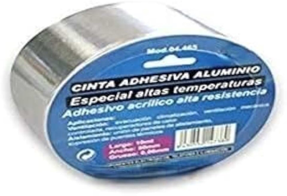 Aluminium tape, ideaal voor afdichten, isoleren en repareren. Afmetingen: 50 mm x 25 m, robuust en duurzaam, perfect voor privé- en industriële projecten. Veelzijdig en effectief.