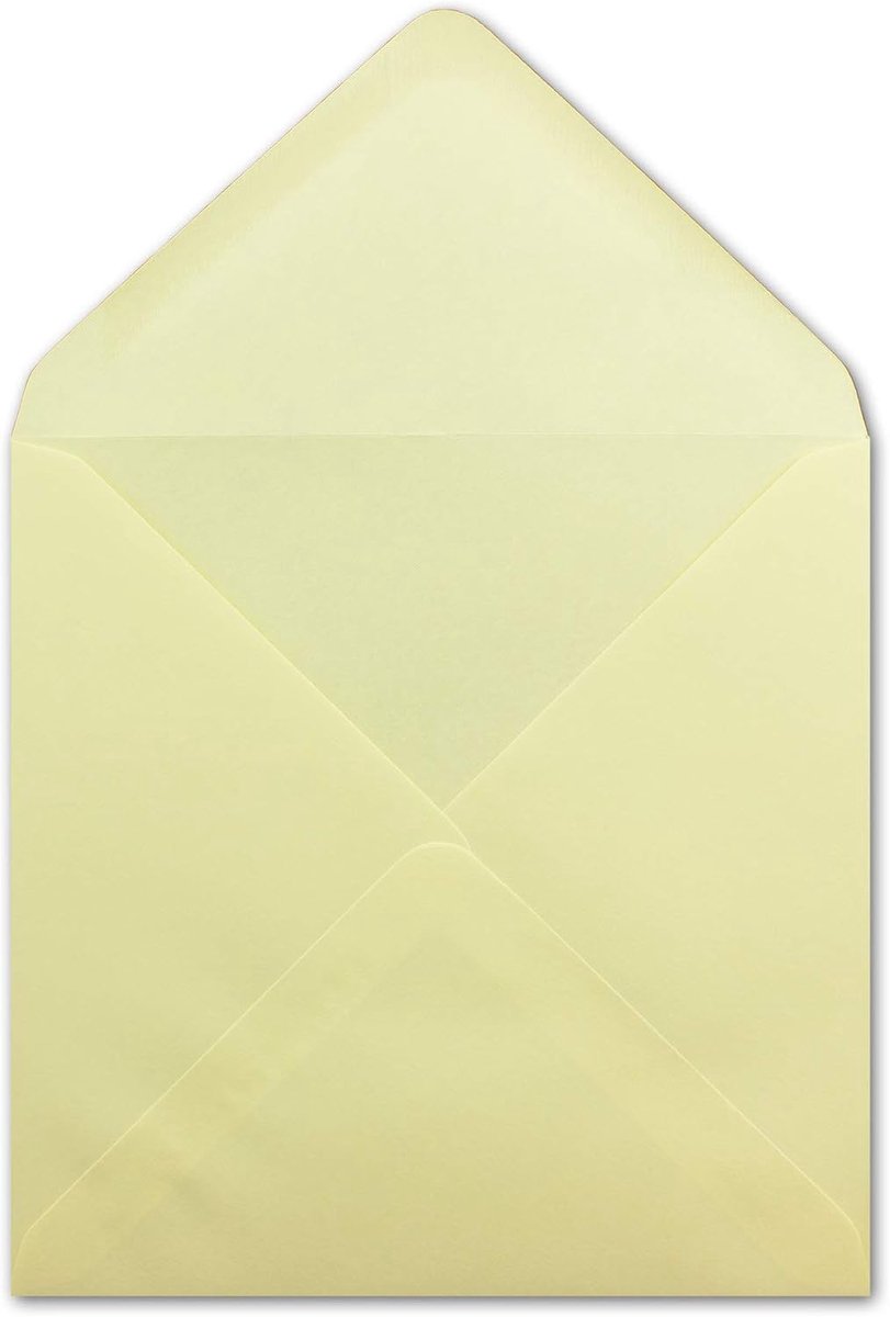 Serie - vierkante enveloppen - afmetingen: 155 x 155 mm - 100 g/m2 - natte kleeflaag met puntenslijper 25 Stück lichtgeel