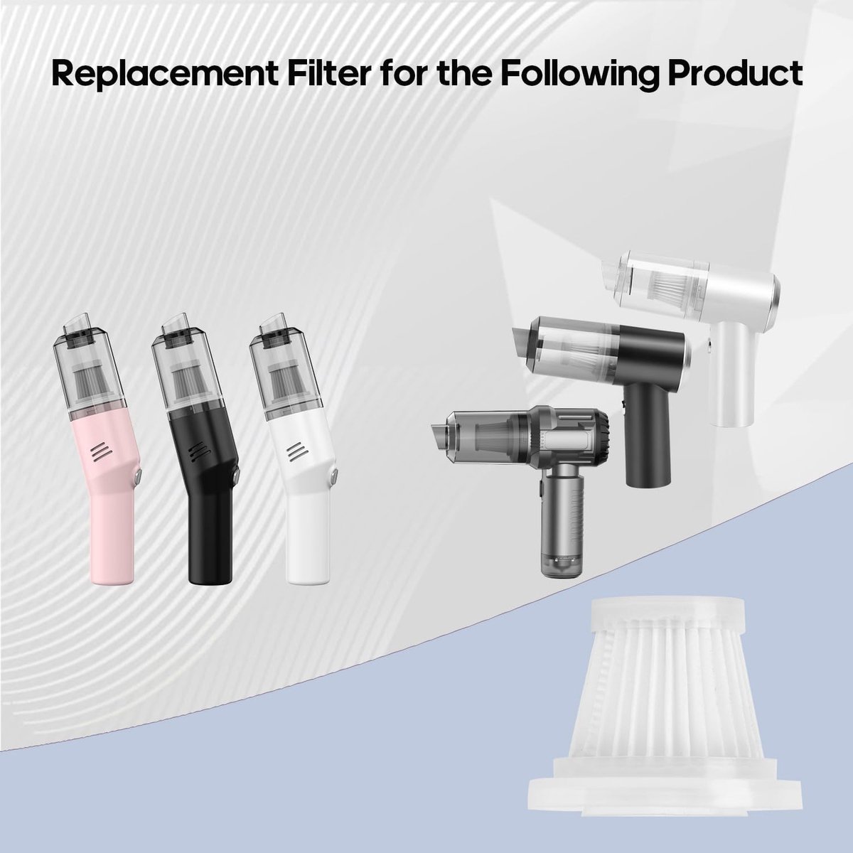 Set van 3 reservefilters, accessoires voor suloea mini-stofzuiger