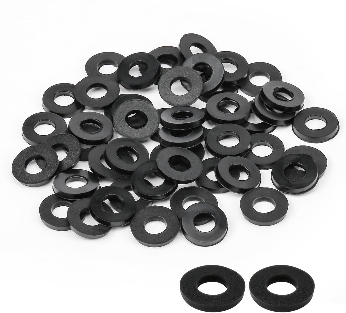 50 stuks rubberen afdichtingen, platte en torische sluitringen, 8 x 16 x 2,2 mm, zwart assortiment voor reparatie van kraan, sanitair, slang, toilet en douchekop