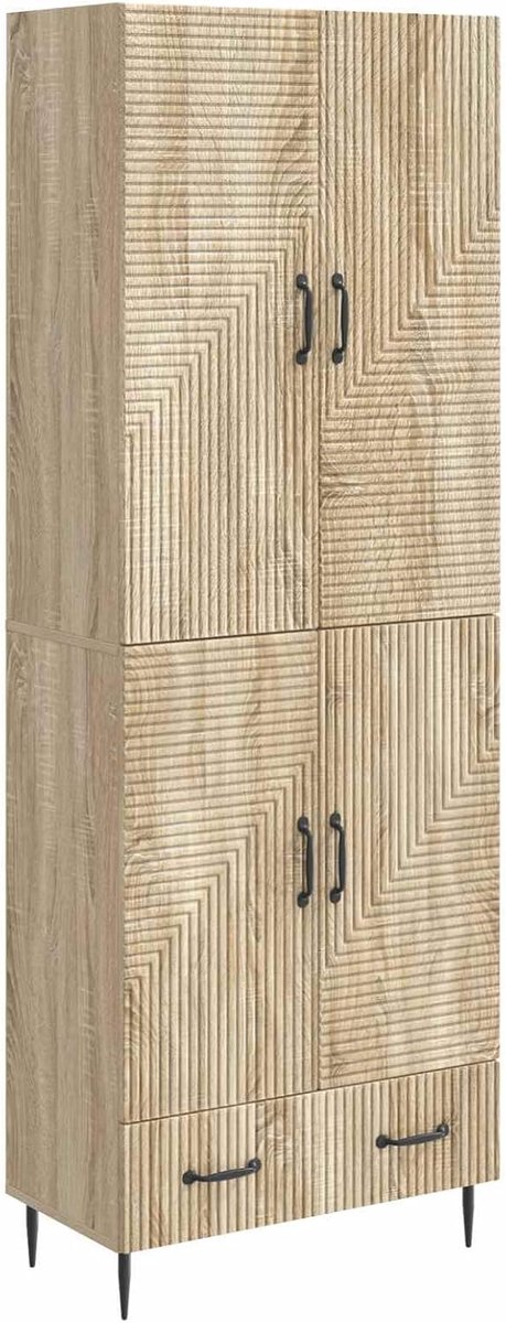 Kastset van 2 stuks, dressoir 66 x 34,5 x 95 cm, wandrek 66 x 34,5 x 90 cm, led, USB, 60 kg per kast, voor woonkamer, slaapkamer of hal