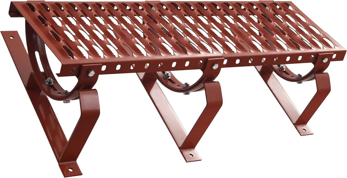 Daktrap Daksteun Schoorsteenloopvlak 150cm Compleet voor plat dak platte deksel Schoorsteenplatform (RAL 8004 - Bakstenen rood)