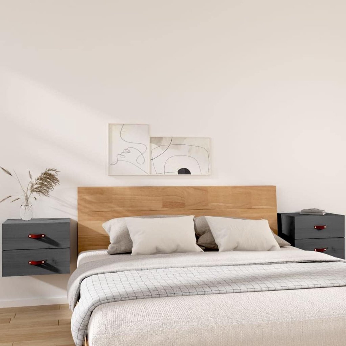 Opbergplank kast slaapkamer slaapkamer kast wandnachtkastjes 2 stuks. Grijs 50x36x40 cm