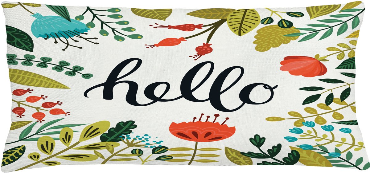 ABAKUHAUS Lente Kussenhoes, Blühend Zomer Flora, Kussenhoes met Dubbelzijdig Patroon, Heldere Digitale Print, Kleurecht, met Ritssluiting, 90 x 40 cm, Meerkleurig