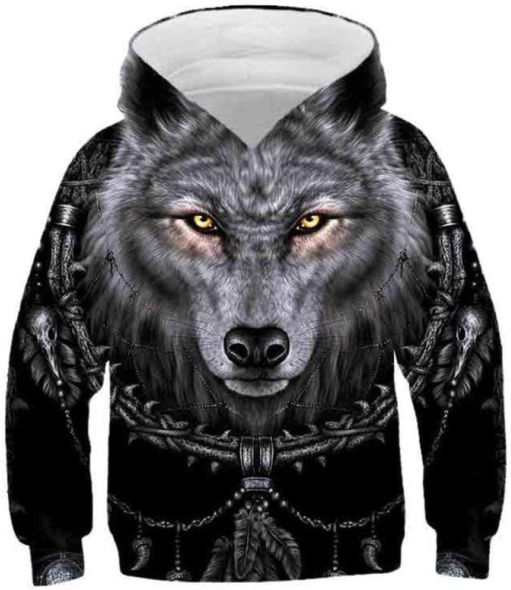 Hoodie 3D Print,3D-Geprinte Wolf Kindermuts Sweatshirt, Jongen En Meisje Animal Fashion Lange Mouw Trui, Gepersonaliseerde Hoodie
