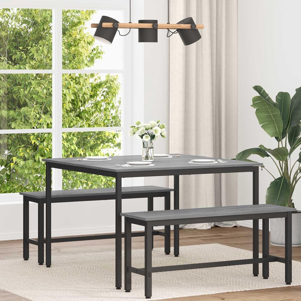 Houten eettafel modern grijs sonoma
