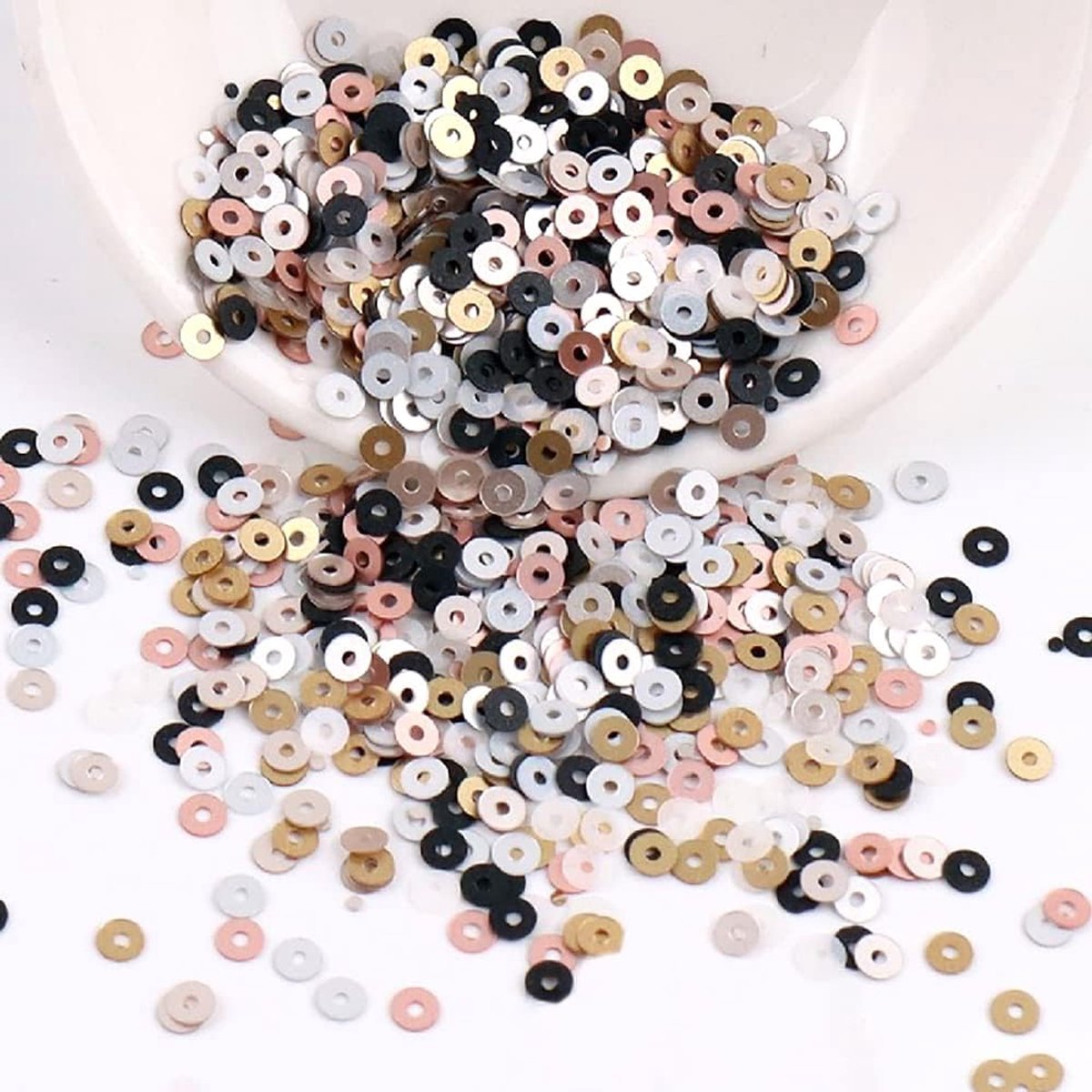 Paillettenset pailletten, knutselen, losse pailletten, cup, glinsterende spangles, kunsthandwerk, naaien, opplakken, rijgen, glanzende decoratieve bruiloft, 2 mm, metallic kleur
