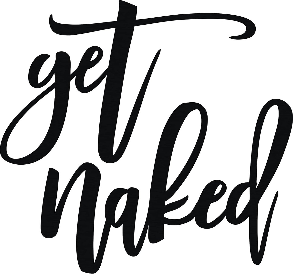 Get Naked Sign - Get Naked Sign voor badkamer muurdecoratie bad Word Art Decals zwart metalen letters (groot - 46 x 64 cm)