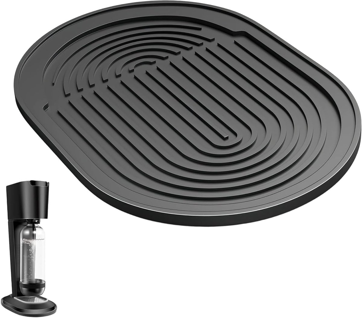 Afdruipmat voor Sodastream Terra, antislip, bruiswatertoestel, druppelmat, pvc-zacht rubber, klein, antislip en stabiel, ter bescherming van het keukenwerkblad