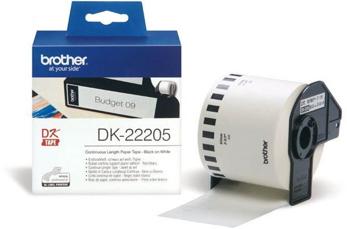 Comix etikettenrol Brother DK-22205, 62mm x 30,48m, houder + etiketrol