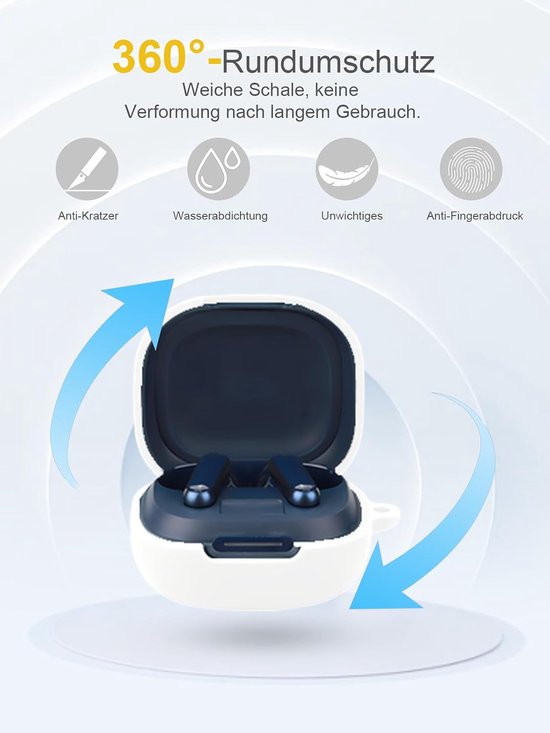Hoes voor soundcore P40i by Anker draadloze hoofdtelefoon, daunke zachte siliconen beschermhoes, huidvriendelijke etui met ronde gesp, volledige bescherming, wit — afbeelding 4