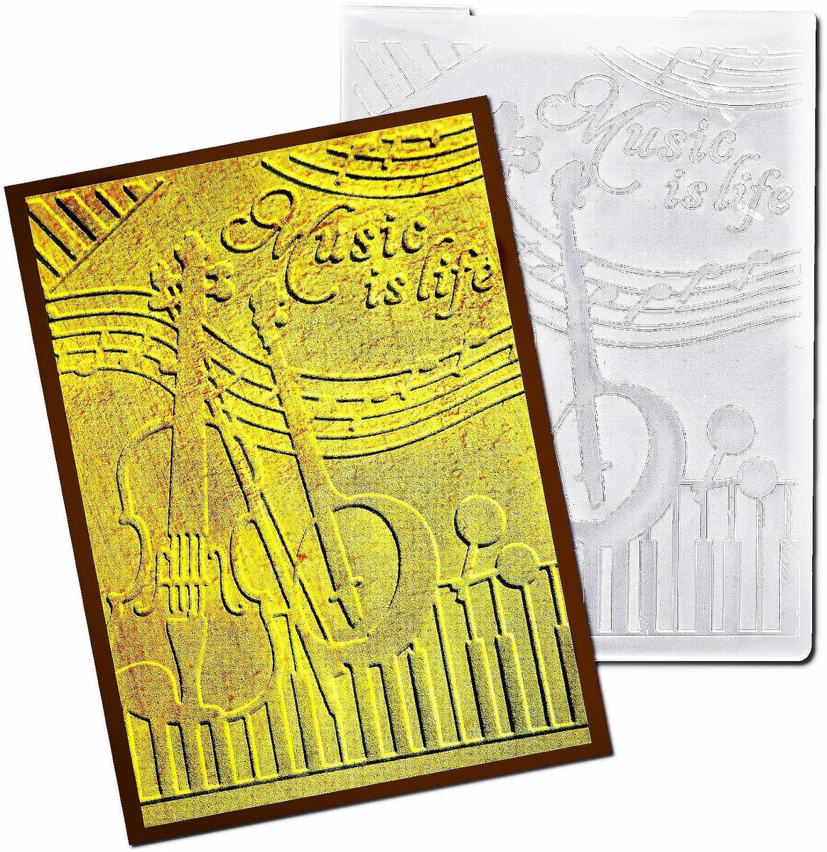 Plastic Embossing Mappen voor Kaarten Maken Muziekinstrument Embossing Map Template voor Scrapbooking Pagina's Papier Craftsts Klei Decoratie