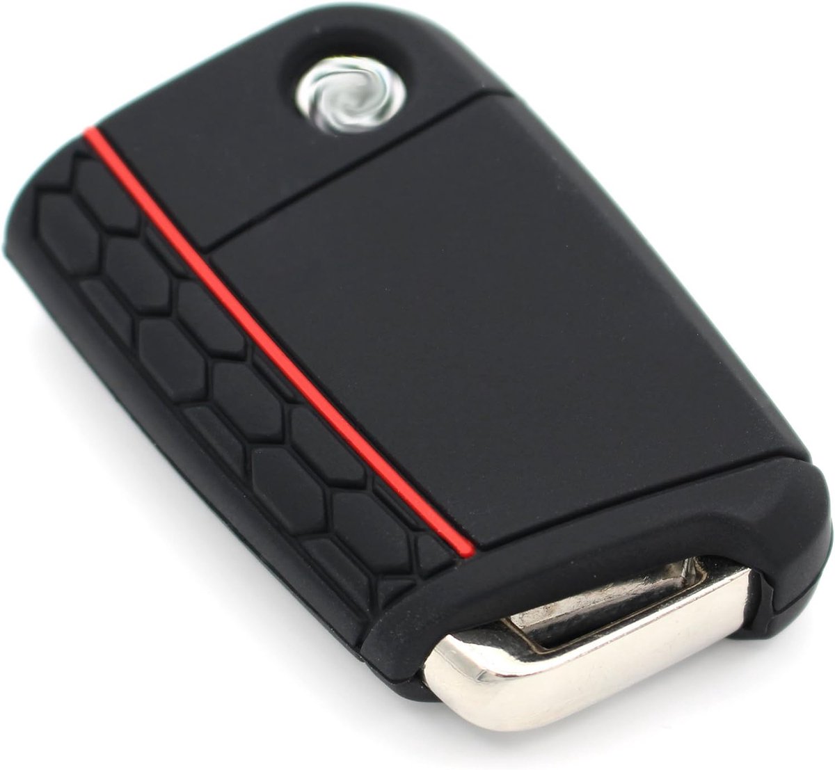 Sleutelhoes VB voor 3 toetsen auto sleutel siliconen cover sleutelhoes etui beschermhoes (zwart rood)