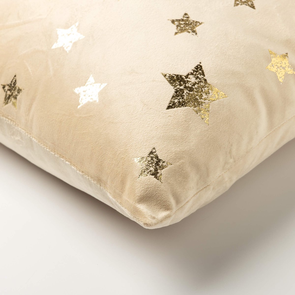 Textino kerstkussen STARRY-SKY - sierkussen 45x45 cm - fluweel - sterren - beige, goud - inclusief binnenkussen – foto 4