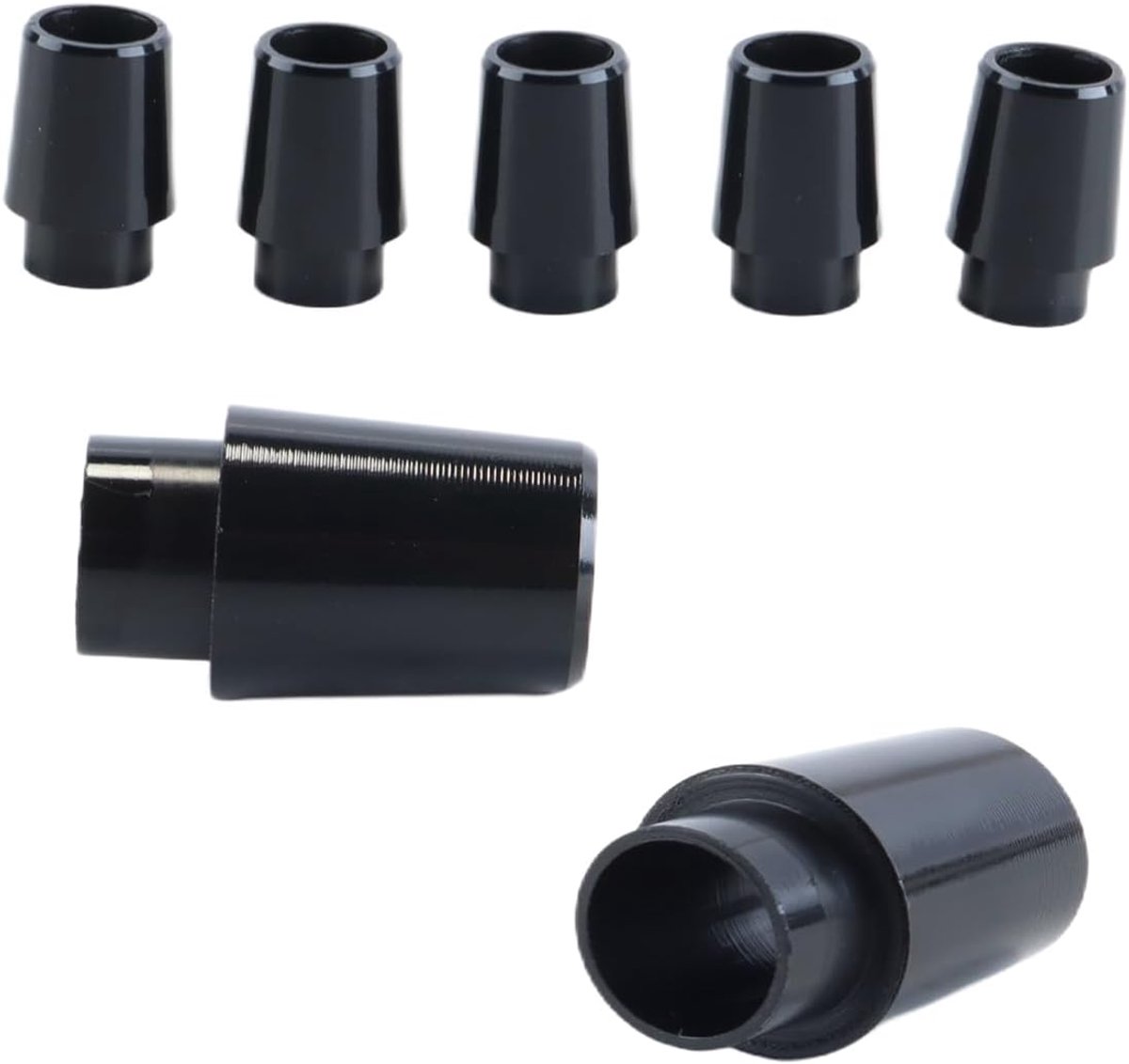 5 stuks 0,355 inch taps toelopende golfdoppen in massief zwart