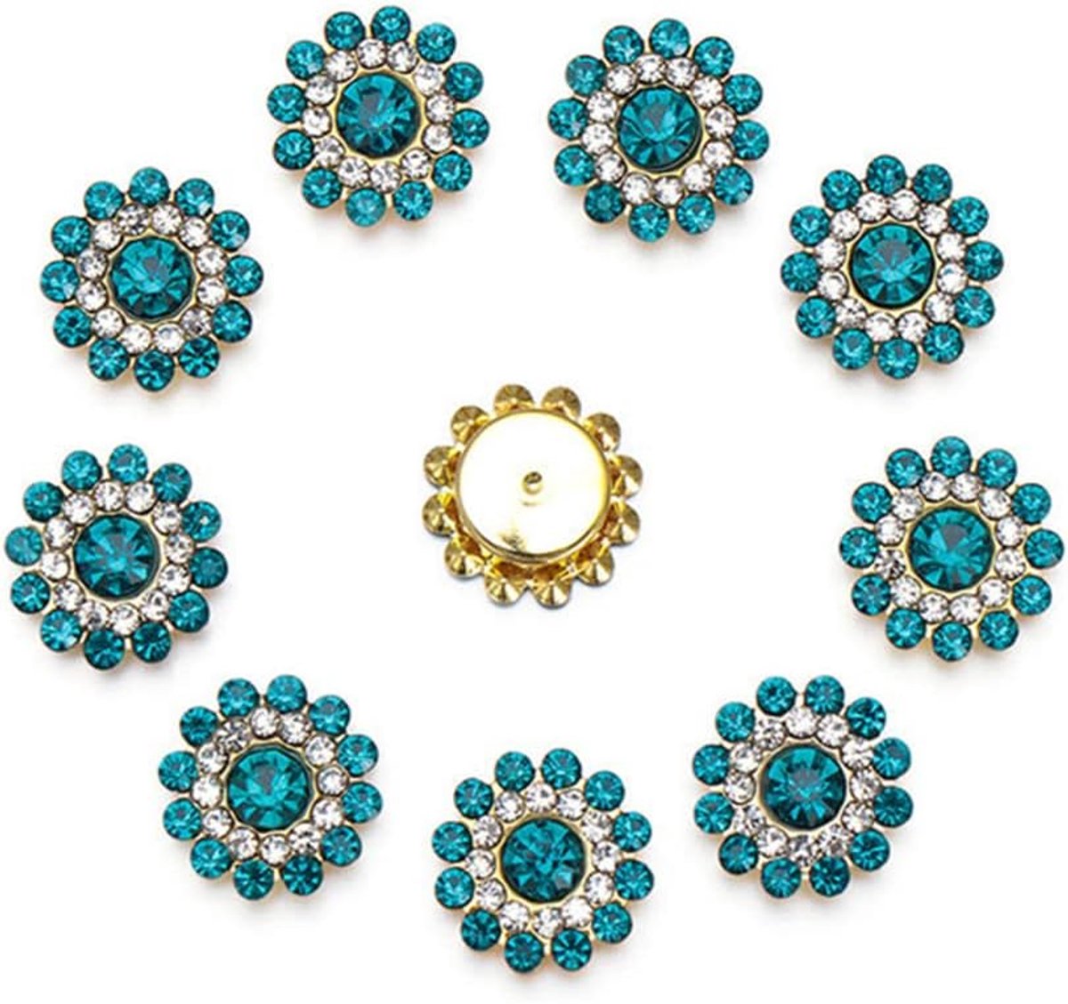 10 stuks 14mm zonnebloemvormige rhinestone klauwknopen kristallen glazen steenknopen voor kledingdecoratie naaiknopen kleding DIY accessoires