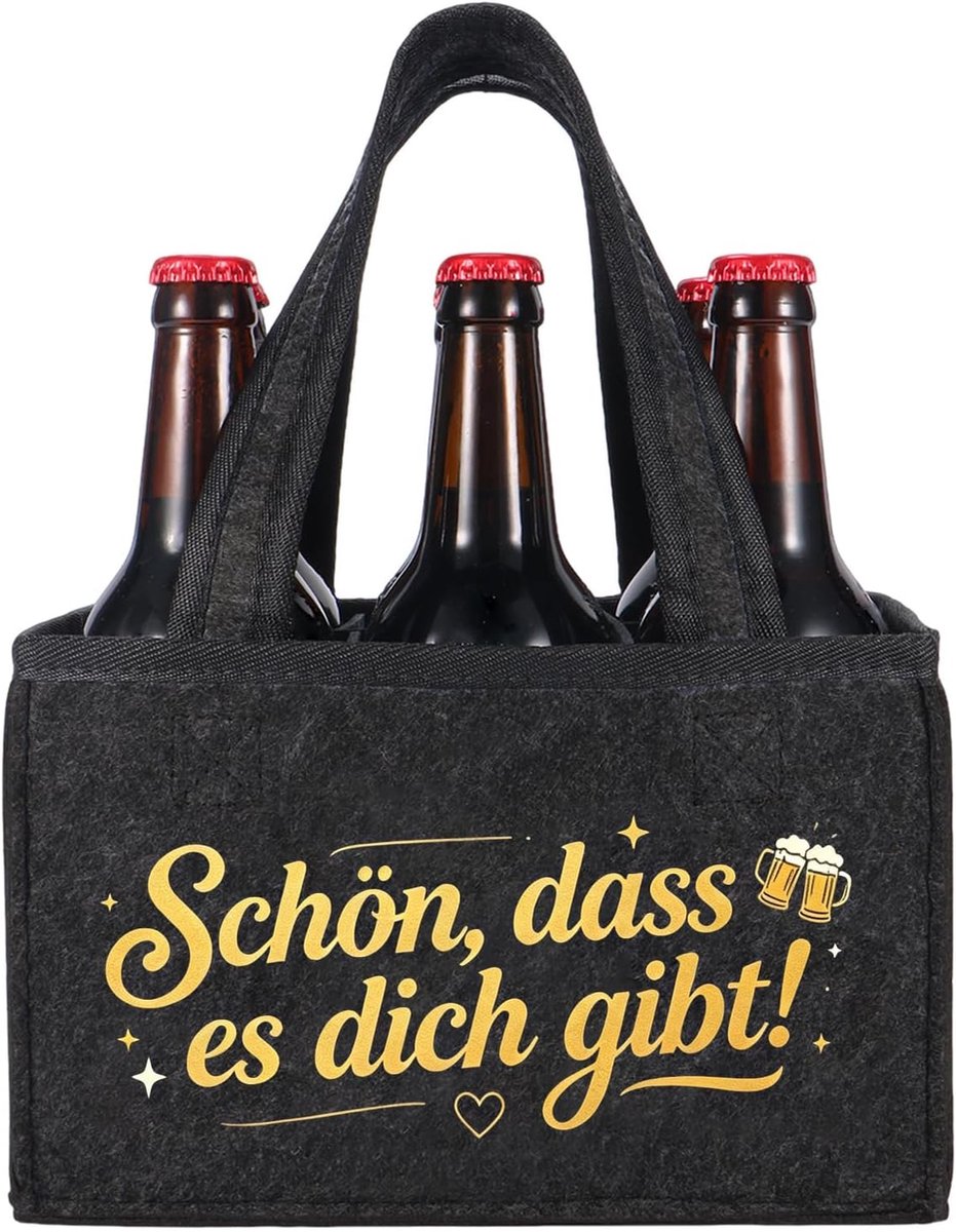 Flessenhouder 6 flessen gepersonaliseerde geschenken, grijs, Schön dass es dich gibt