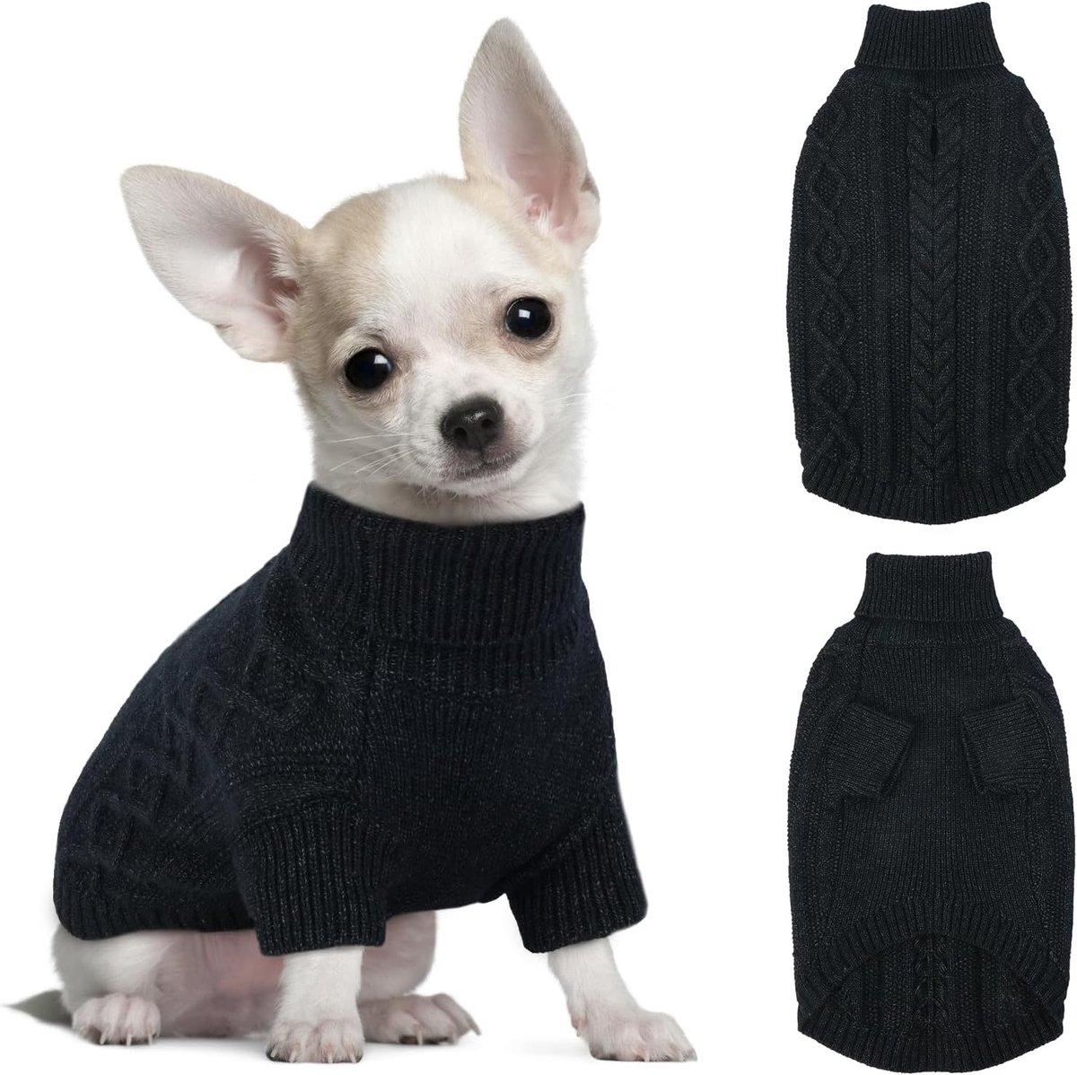 Truien voor puppy's en kleine honden, warme kleding voor de winter, outdoor, zachte trui, dikke jas voor chihuahua, Yorkshire terriër, zwart, XS
