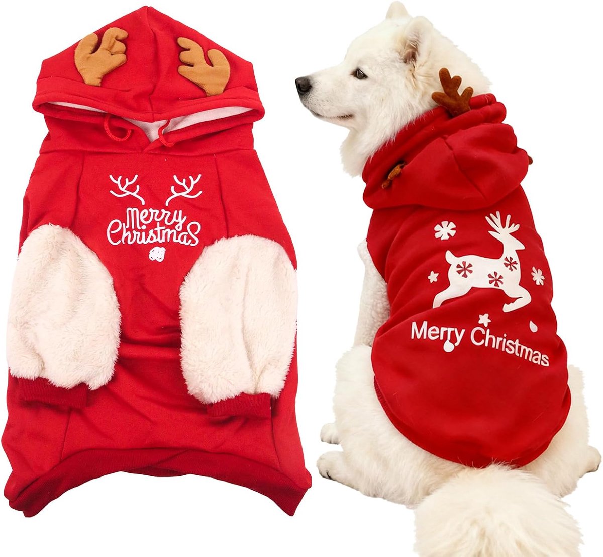 Kerstkostuums, Rendier Kerst Hoodie Jas Huisdier Cosplay Kostuums Feest Verkleden Honden Outfit voor Kleine Middelgrote Grote Honden Katten