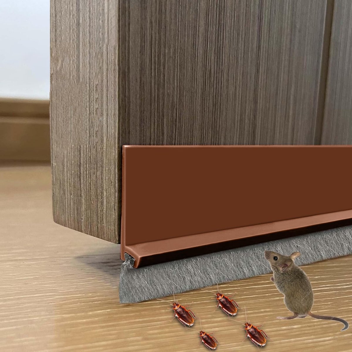 Famanu – 1 m borstelafdichting, 53 mm, zelfklevend met borstel, hoogte 3 cm, snel en eenvoudig aan te brengen, ook ideaal als geluidsisolatie, koudebescherming (bruin)