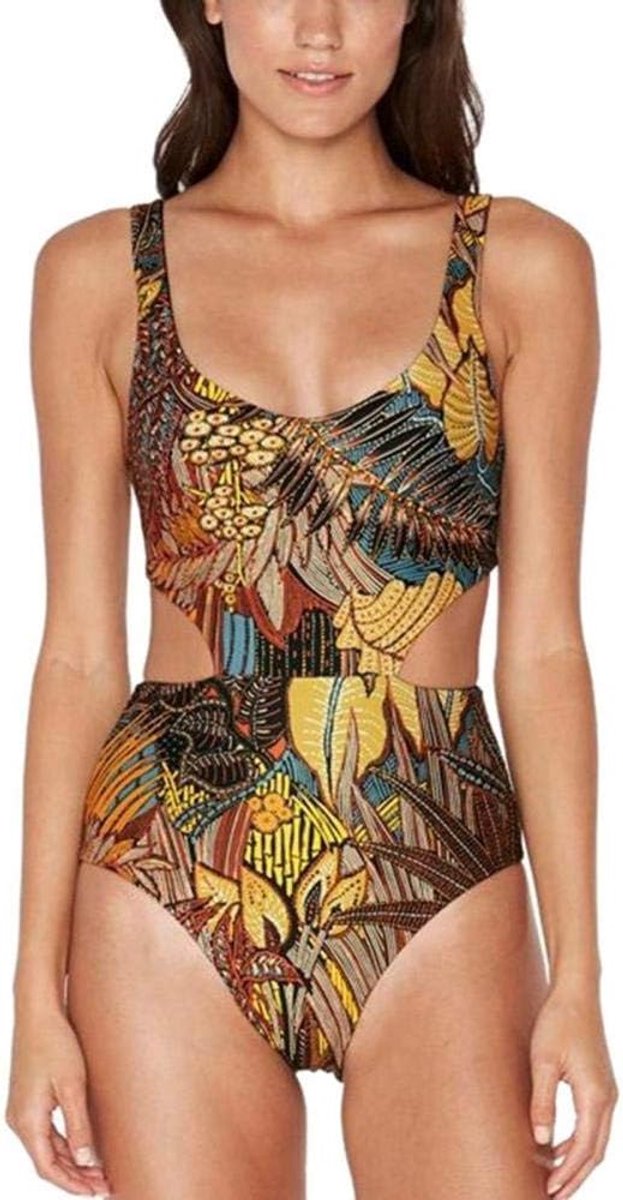 Babydolls, nachtjaponnen & negligés dames Badmode Eendelig Badpak Dames Hoge Hals Bandage Badpak Halter Jumpsuit Badmode Badpak-Brown_M