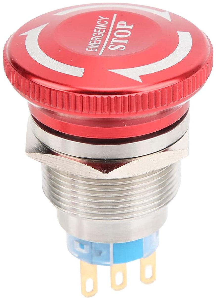 22 Mm, Aluminium Legering en Roestvrijstalen Noodstopschakelaar Estop -knop met Zilvercontact, Noodstopschakelaar voor Machinerapparatuur (Drie voet)