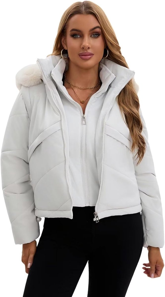 Jassen 2 in 1 Cropped Puffer Mouwloos Vest Dames Warm Hooded Gewatteerde Jas Mode Uitloper