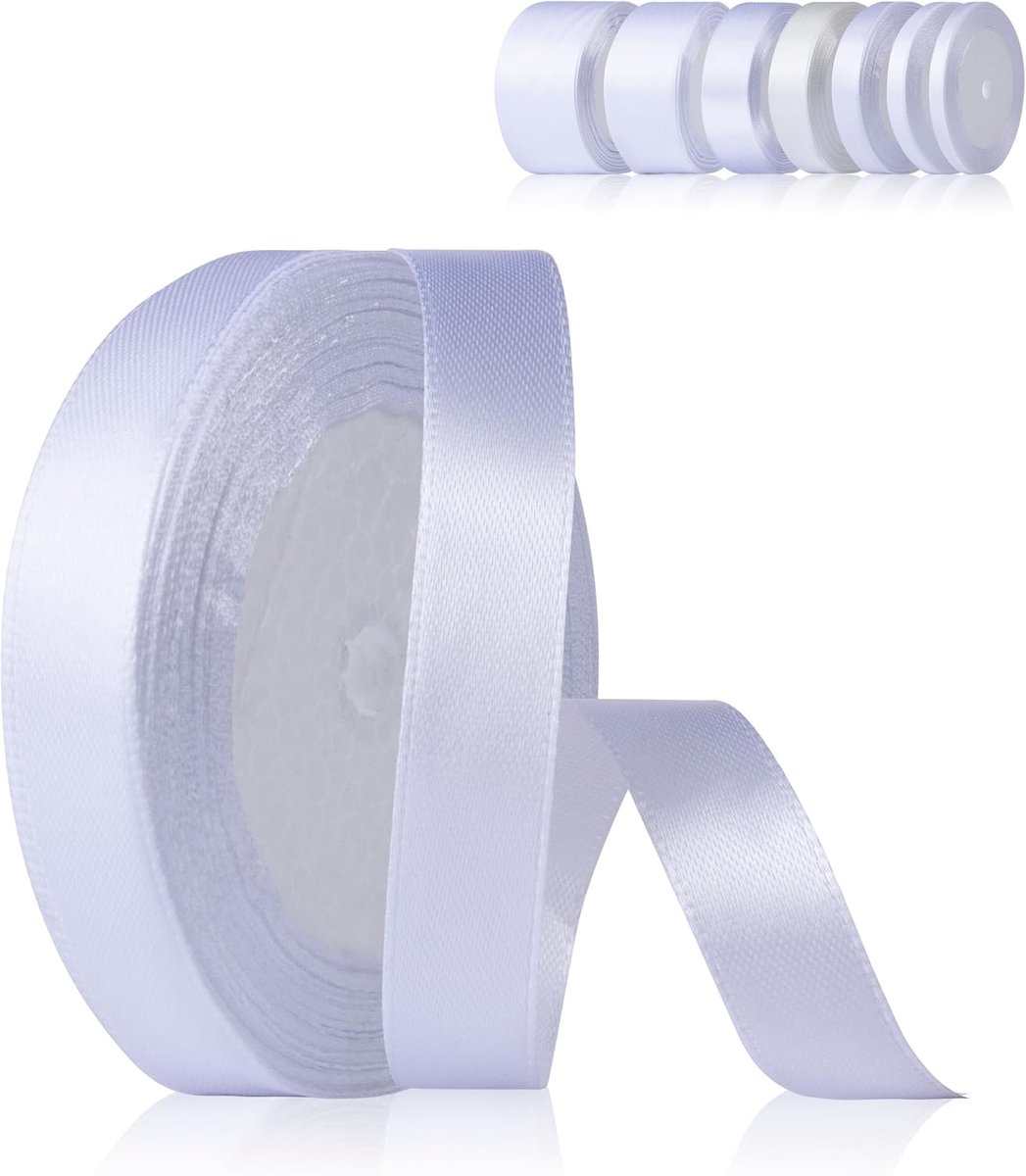 Lint wit 15 mm x 22 m cadeaulint bruiloft satijnen lint polyester linten om te knutselen decoratielint wit voor geschenkverpakking verjaardag DIY
